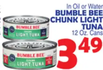 Bravo Supermarkets BUMBLE BEE CHUNK LIGHT TUNA offer