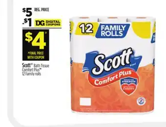 Dollar General Scott Bath Tissue Comfort Plus offer