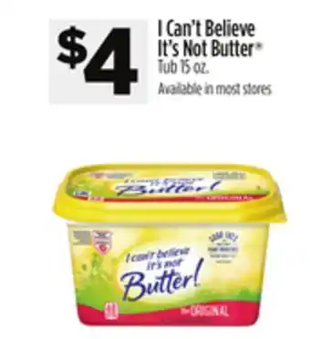 Dollar General I Can't Believe It's Not Butter Tub offer