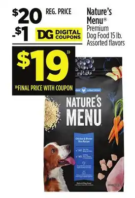 Dollar General Nature's Menu Premium Dog Food offer