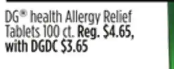 Dollar General DG health Allergy Relief Tablets offer