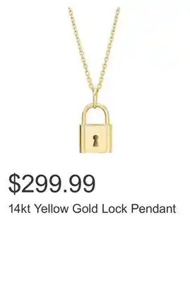 Costco 14kt Yellow Gold Lock Pendant offer
