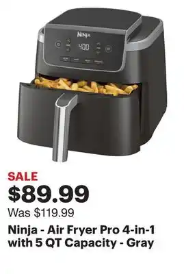 Best Buy Ninja - Air Fryer Pro 4-in-1 with 5 QT Capacity - Gray offer