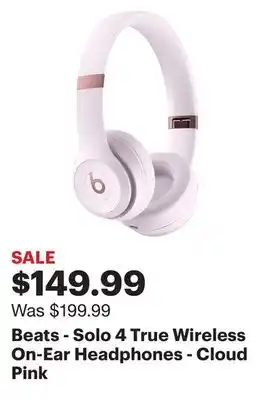 Best Buy Beats - Solo 4 True Wireless On-Ear Headphones - Cloud Pink offer