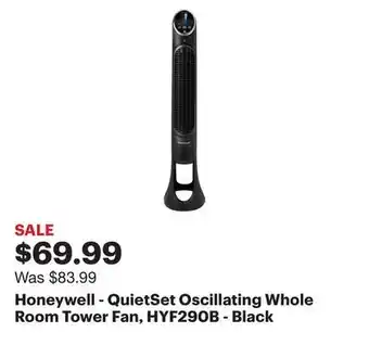 Best Buy Honeywell - QuietSet Oscillating Whole Room Tower Fan, HYF290B - Black offer