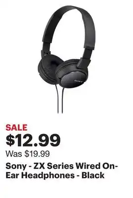Best Buy Sony - ZX Series Wired On-Ear Headphones - Black offer
