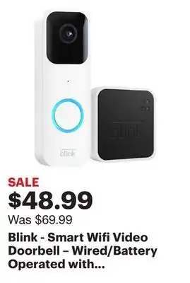 Best Buy Blink - Smart Wifi Video Doorbell – Wired/Battery Operated with Sync Module 2 - White offer