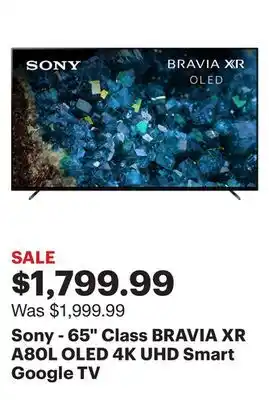 Best Buy Sony - 65 Class BRAVIA XR A80L OLED 4K UHD Smart Google TV offer