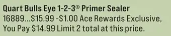 Ace Hardware Quart Bulls Eye 1-2-3 Primer Sealer offer