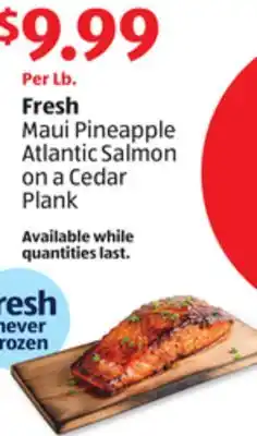 Aldi Fresh Maui Pineapple Atlantic Salmon on a Cedar Plank offer