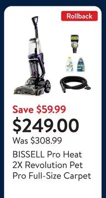 Walmart BISSELL Pro Heat 2X Revolution Pet Pro Full-Size Carpet Cleaner 3586 offer