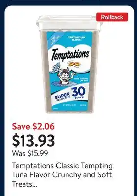 Walmart Temptations Classic Tempting Tuna Flavor Crunchy and Soft Treats for Cats offer