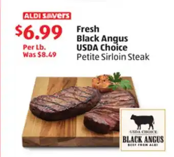 Aldi Fresh Black Angus USDA Choice Petite Sirloin Steak offer