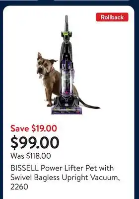 Walmart BISSELL Power Lifter Pet with Swivel Bagless Upright Vacuum, 2260 offer