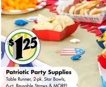 Patriotic Patty Supplies Table Runner, 2-pk. Star Bowls, 6-ct. Reusable Straws & MORE!