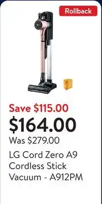 Walmart LG Cord Zero A9 Cordless Stick Vacuum - A912PM offer