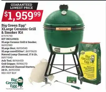 Ace Hardware Big Green Egg XLarge Ceramic Grill & Smoker Kit offer