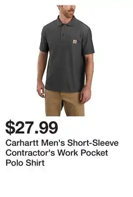 Tractor Supply Company Carhartt Men's Short-Sleeve Contractor's Work Pocket Polo Shirt offer
