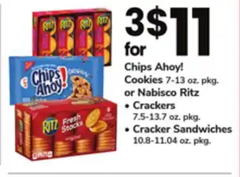 ACME Chips Ahoy! Cookies 7-13 oz. pkg. or Nabisco Ritz Crackers 7.5-13.7 oz. pkg. Cracker Sandwiches 10.8-11.04 oz. pkg offer