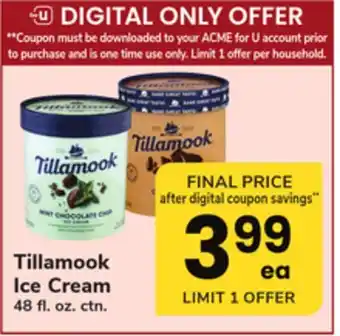 ACME Tillamook Ice Cream offer