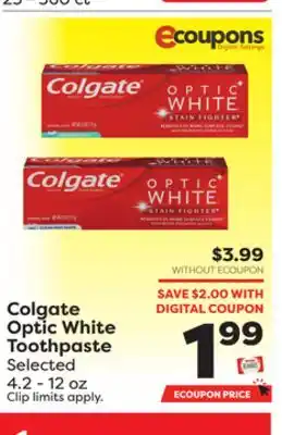 Weis Markets Colgate Optic White Toothpaste offer