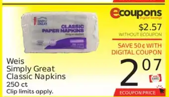 Weis Markets Weis Simply Great Classic Napkins offer