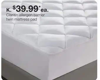 JC Penney Claritin allergen barrier twin mattress pad offer