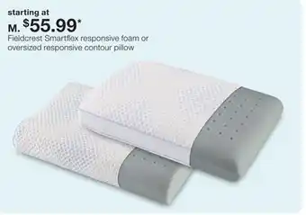 JC Penney Fieldcrest Smartflex responsive foam or oversized responsive contour pillow offer