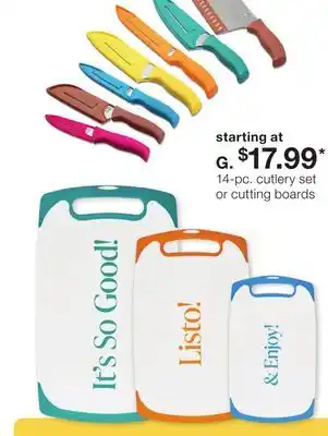 JC Penney 14-pc. cutlery set or cutting boards offer