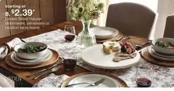 JC Penney Linden Street Harper dinnerware, serveware or Houlton table linens offer