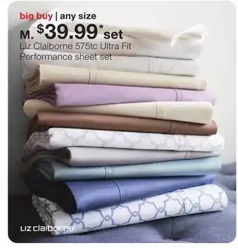 JC Penney Liz Claiborne 575tc Ultra Fit Performance sheet set offer