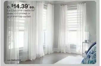 JC Penney Liz Claiborne Lisette 84 sheer rod-pocket or grommet-top curtain offer