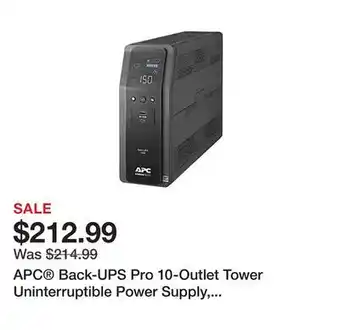 Office Depot APC Back-UPS Pro 10-Outlet Tower Uninterruptible Power Supply, 1,500VA/900 Watts, BN1500M2 offer