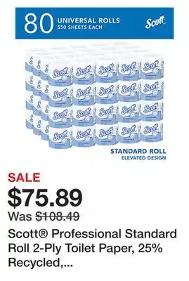 Office Depot Scott Professional Standard Roll 2-Ply Toilet Paper, 25% Recycled, 550 Sheets Per Roll, Pack Of 80 Rolls offer
