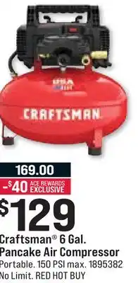 Ace Hardware Craftsman 6 Gal. Pancake Air Compressor offer