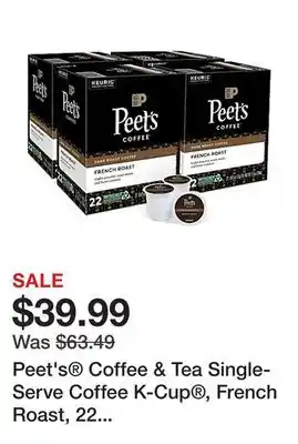 Office Depot Peet's Coffee & Tea Single-Serve Coffee K-Cup , French Roast, 22 Pods Per Box, Set Of 4 Boxes offer