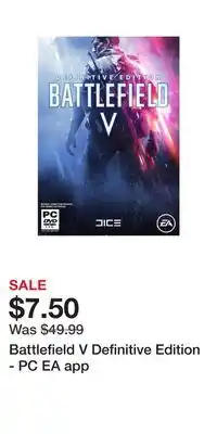 Game Stop Battlefield V Definitive Edition - PC EA app offer