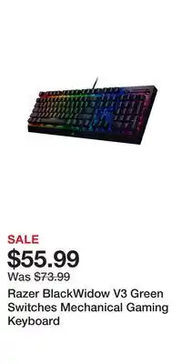 Game Stop Razer BlackWidow V3 Green Switches Mechanical Gaming Keyboard offer