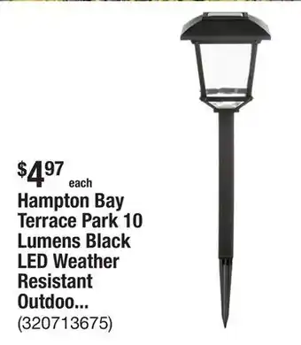 The Home Depot Hampton Bay Terrace Park 10 Lumens Black LED Weather Resistant Outdoor Solar Path Light offer