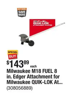The Home Depot Milwaukee M18 FUEL 8 in. Edger Attachment for Milwaukee QUIK-LOK Attachment System offer