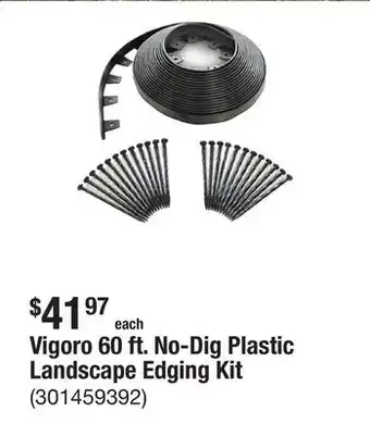 The Home Depot Vigoro 60 ft. No-Dig Plastic Landscape Edging Kit offer