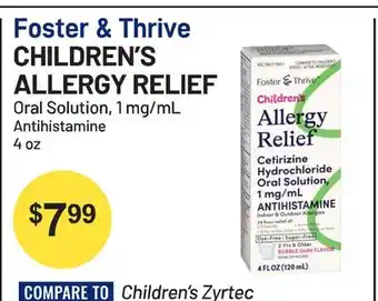 Health Mart Foster & Thrive CHILDREN'S ALLERGY RELIEF Oral Solution offer