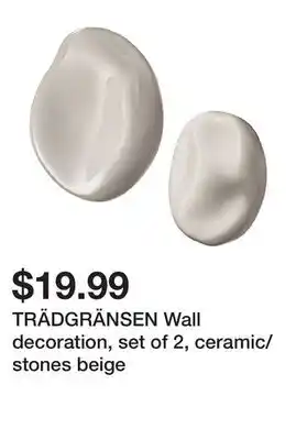 Ikea TRÄDGRÄNSEN Wall decoration, set of 2, ceramic/stones beige offer