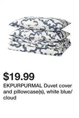 Ikea EKPURPURMAL Duvet cover and pillowcase(s), white blue/cloud offer