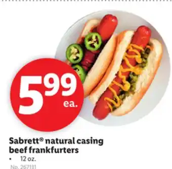 Lidl Sabrett natural casing beef frankfurters offer