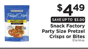 ShopRite Party Size Pretzel Crisps or Bites offer