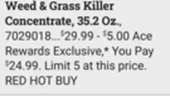 Ace Hardware Weed & Grass Killer Concentrate offer