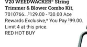 Ace Hardware V20 WEEDWACKER String Trimmer & Blower Combo Kit offer