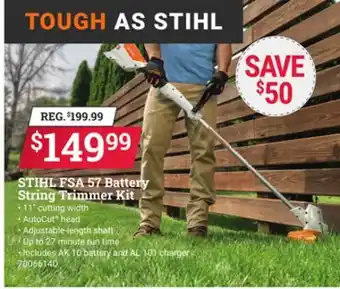 Ace Hardware STIHL FSA 57 Battery String Trimmer Kit offer