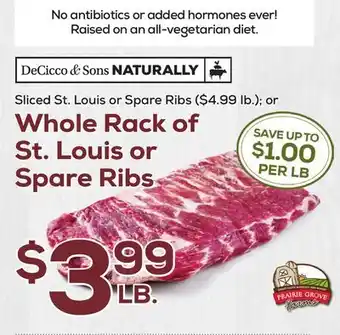 DeCicco & Sons Whole Rack of St. Louis or Spare Ribs offer